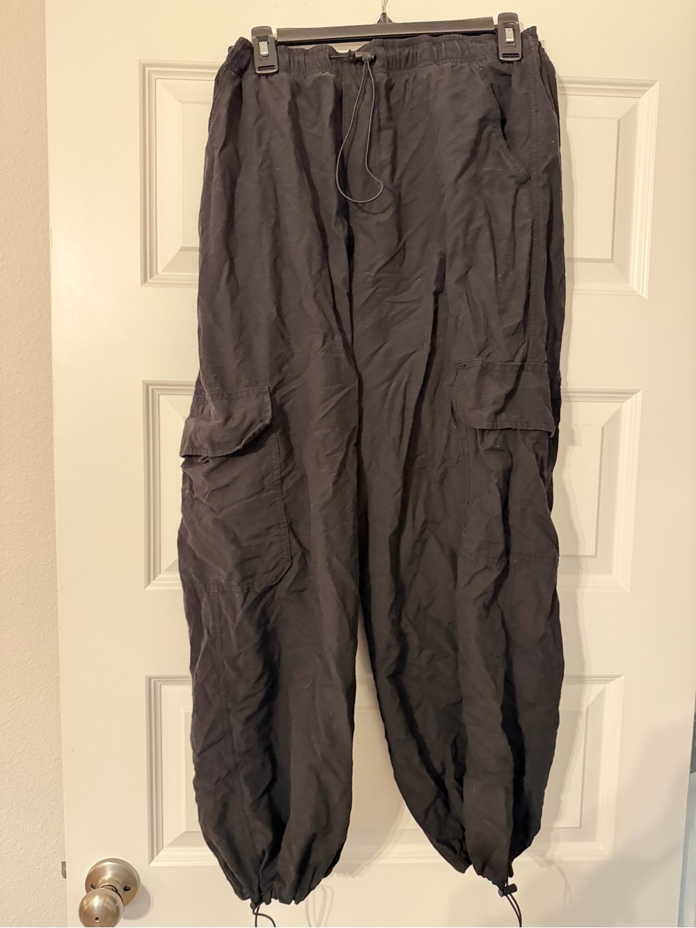 Women's Black Cargo Drawstring Pants